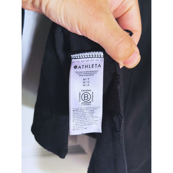 Athleta Coaster Luxe Recover Fleece Sweatshirt Black Medium Cozy Lounge Soft - Picture 7 of 9